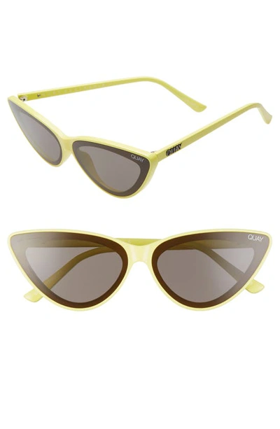 Quay Flex 47mm Cat Eye Sunglasses In Yellow/ Smoke