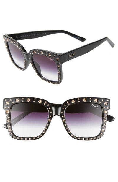 Quay X Lizzo Icy 58mm Gradient Square Sunglasses In Black Rose/ Fade
