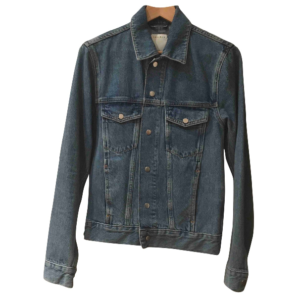Pre-Owned Sandro Blue Denim - Jeans Jacket | ModeSens