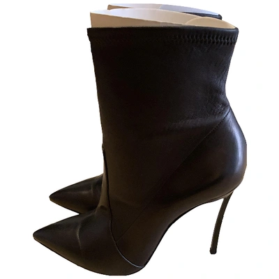 Pre-owned Casadei Black Leather Ankle Boots