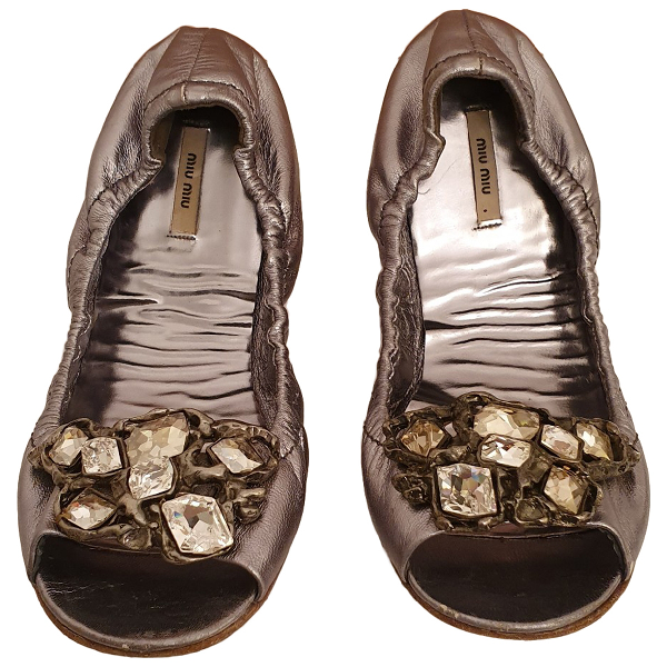 miu miu silver flats