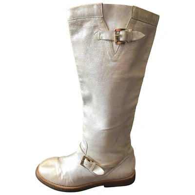 Pre-owned Paul & Joe Leather Western Boots In Silver