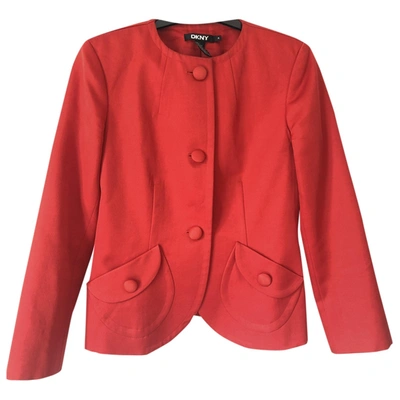 Pre-owned Dkny Wool Blazer In Red