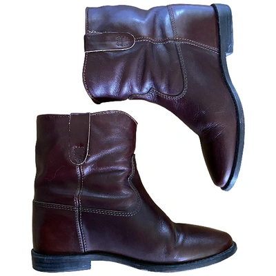 Pre-owned Isabel Marant Crisi  Burgundy Leather Ankle Boots