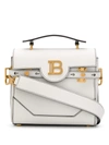 Balmain B-buzz 23 Leather Shoulder Bag In White