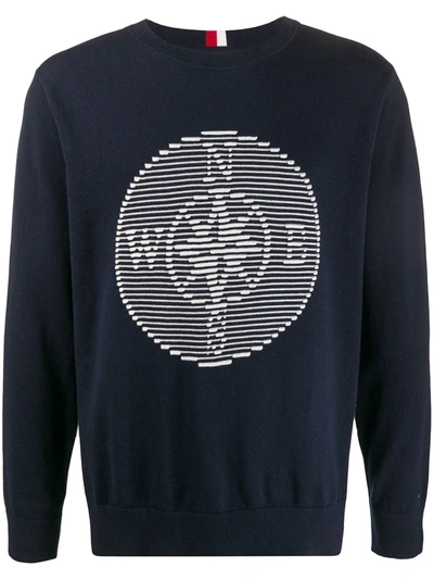 Tommy Hilfiger Compass Badge Crew-neck Pullover In Blue