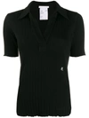 Helmut Lang Cotton Open Collar Shirt In Basalt Black