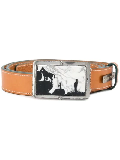 Pre-owned Gianfranco Ferre 2000s Mural Buckle Belt In Brown