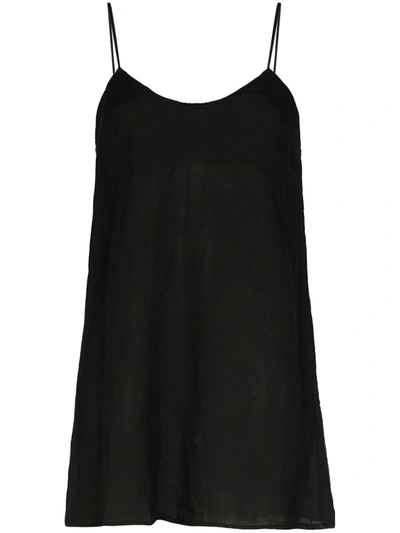 Anemone Scoop Neck Slip Dress In Black