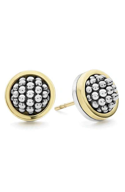 Lagos Signature Caviar Stud Earrings In Silver/ Gold