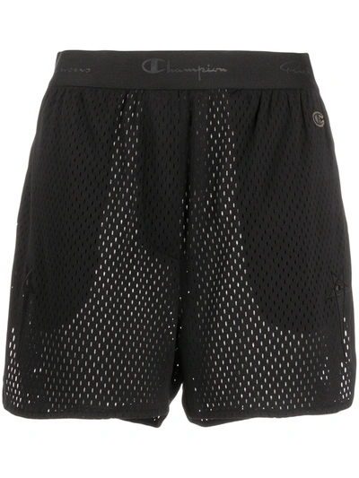 Rick Owens X Champion Dolphin Boxers Mesh Shorts In Black