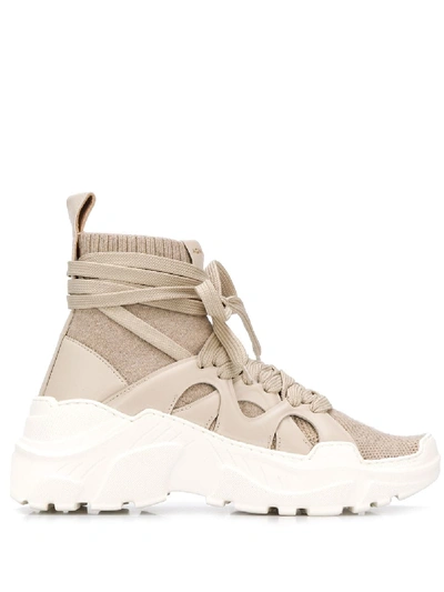 Agnona 2.28 Cashmere-knit Sneakers In Neutrals