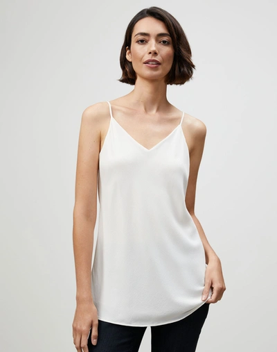 Lafayette 148 Cotton Crepe Yarn Textured-stitch V-neck Tank In Cloud