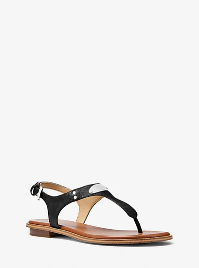 Michael Kors Thong Sandals In Black Leather
