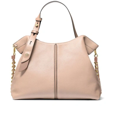 Michael Kors Downtown Astor Small Pebbled Leather Shoulder Bag In Pink
