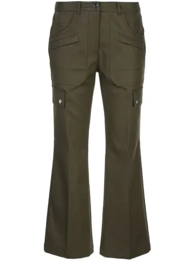 Michael Kors Cotton-twill Flared Cargo Trousers In Green