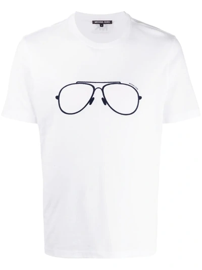 Michael Kors Aviator Print Cotton Jersey T-shirt In White