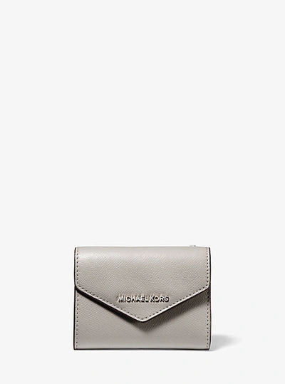 Michael Kors Medium Crossgrain Leather Envelope Wallet In Grey