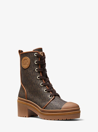 Michael Kors Corey Logo Combat Boot In Brown