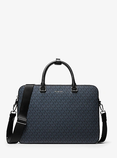 Michael Kors Henry Logo Briefcase In Blue