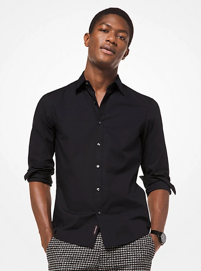 Michael Kors Slim-fit Stretch-cotton Shirt In Black