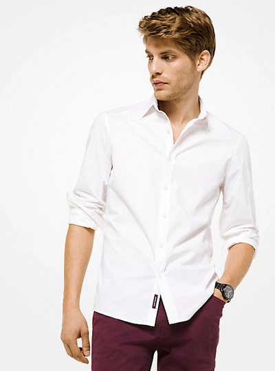 Michael Kors Slim-fit Stretch-cotton Shirt In White