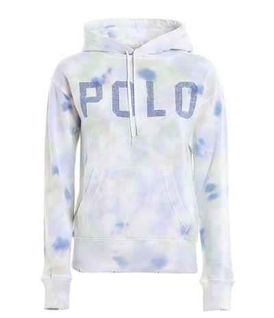 Polo Ralph Lauren Tie-dye Logo Cotton Hoodie In White