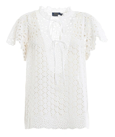 Polo Ralph Lauren White Broderie Anglaise Blouse