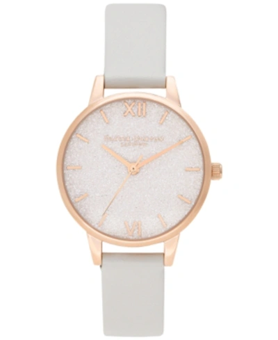 Olivia Burton Glitter Dial Eco Faux Leather Strap Watch, 34mm In Rose Gold/gray