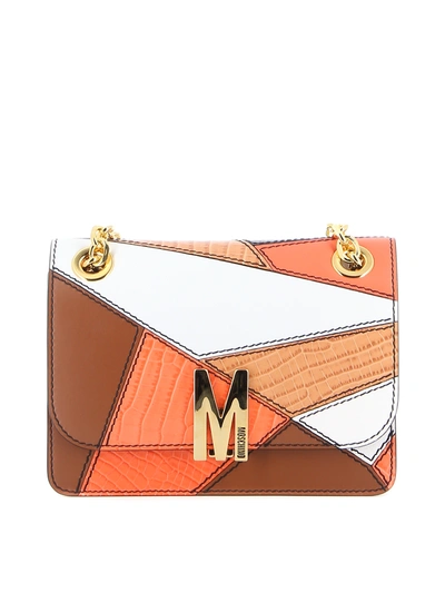 Moschino M Patchwork Cross Body Bag In Multicolour