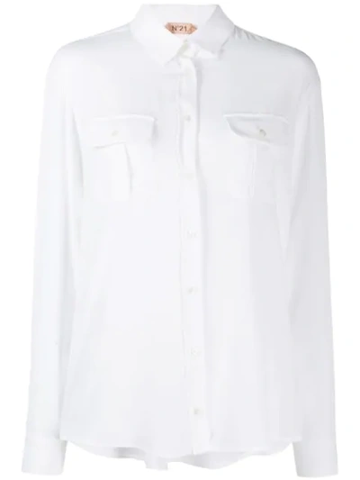 N°21 White Silk Blend Shirt In Bianco