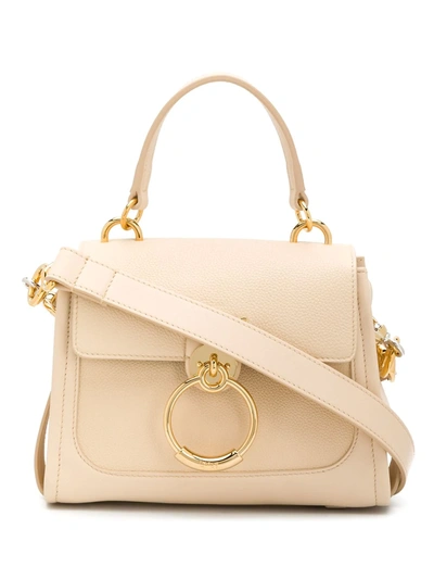 Chloé Tess Mini Leather Handbag In Neutrals