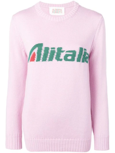 Alberta Ferretti X Alitalia Logo Sweater In Pink