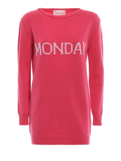 Alberta Ferretti Monday Cashmere And Wool Long Sweater In Fuchsia