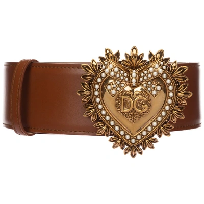 Dolce & Gabbana Devotion Buckle Belt In Brown