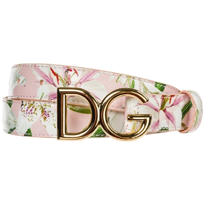 Dolce & Gabbana Logo Floral Belt In Rosa