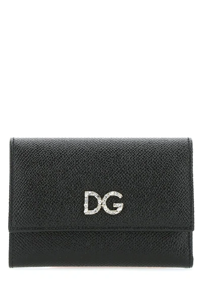 Dolce & Gabbana Monogram Embellished Wallet In Nero