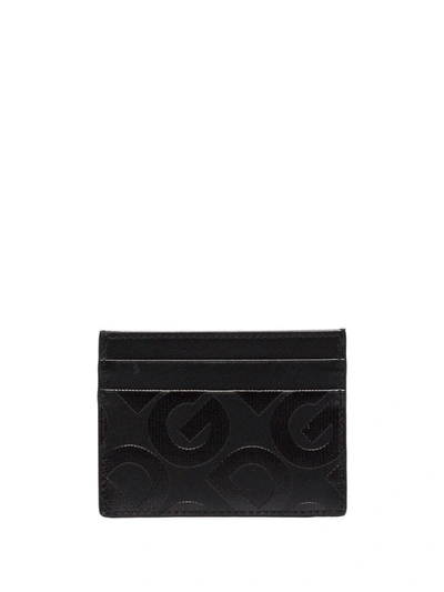 Dolce & Gabbana Dg-embossed Leather Card Holder In Black