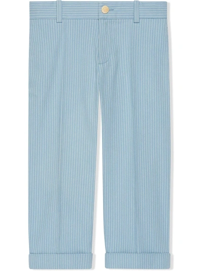 Gucci Kids' Children's Striped Cotton Pant In Blue