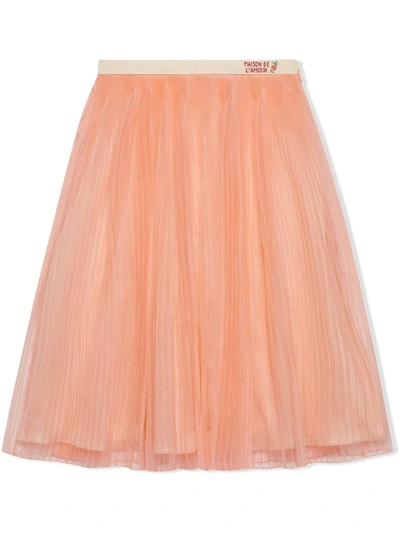 Gucci Kids' Children's Embroidered Silk Organza Skirt In Pink