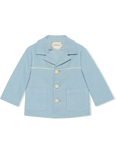 Gucci Baby Striped Cotton Jacket In Blue