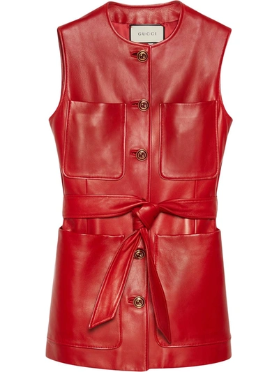 Gucci Plongé Patch-pocket Vest In Red