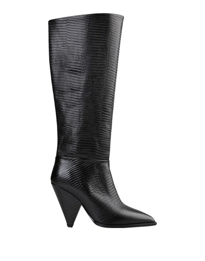 The Kooples Women's Pointed Toe Lizard Embossed Boots In Black | ModeSens