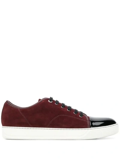 Lanvin Velvet Lace Up Sneakers In Red
