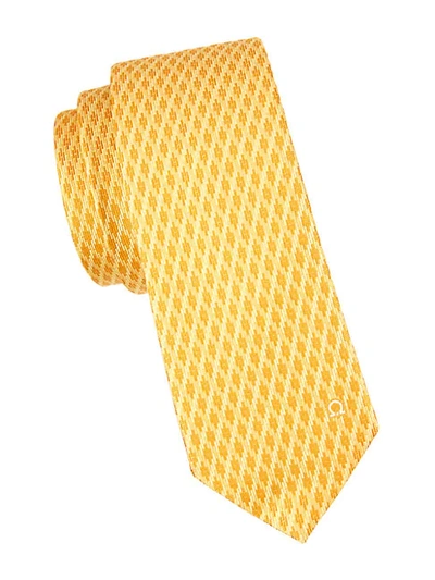 Ferragamo Geometric Dash Silk Tie In Yellow