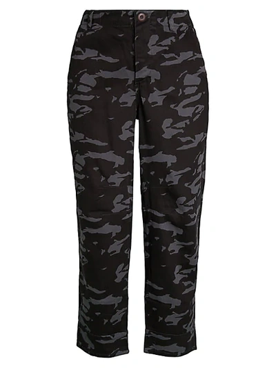 Monrow High-rise Camo Military Pants In Vintage Black