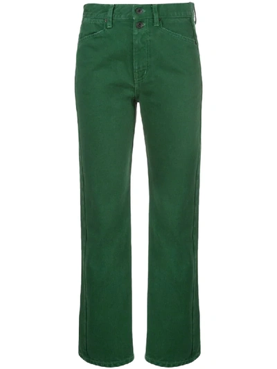 Proenza Schouler White Label Washed Rigid High-rise Cropped Stovepipe In Green