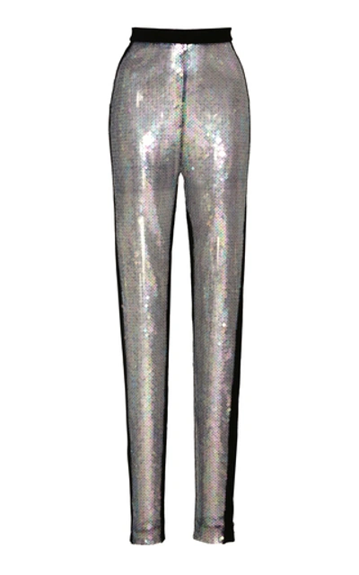 David Koma High-waisted Sequined Skinny Pants In Black