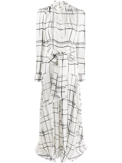 Alexandre Vauthier Checked Silk Tie Waist Jumpsuit In White