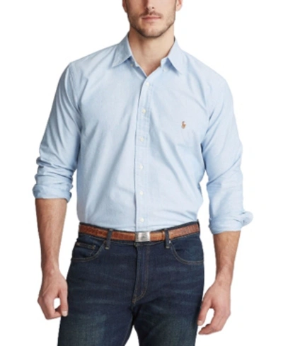 Polo Ralph Lauren Men's Big & Tall Classic Fit Long-sleeve Oxford Shirt In Blue,white Stripe